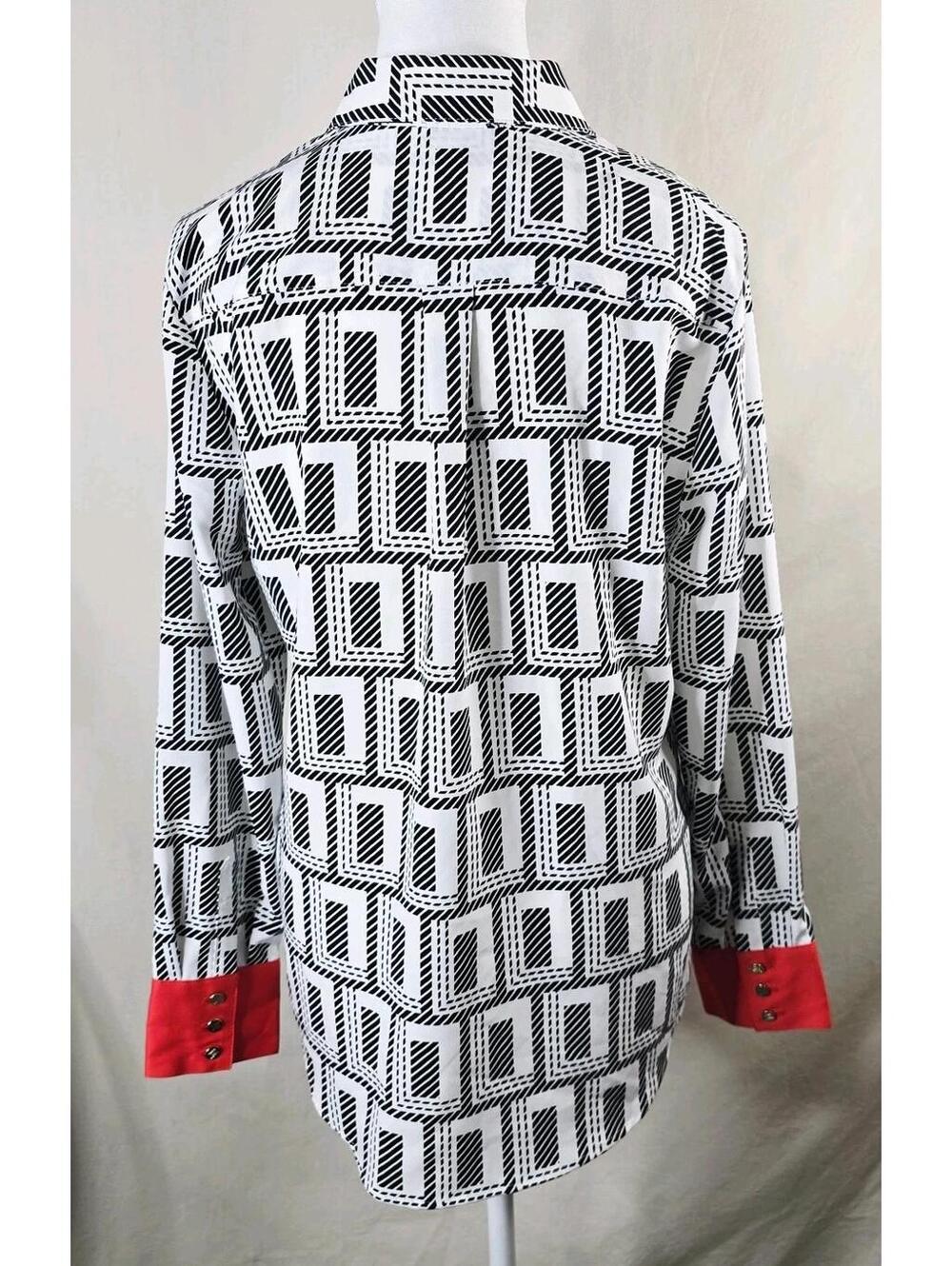 Karl Lagerfeld Paris Geo Print Top Contrast Cuff Women’s S Excellent Condition - Picture 5 of 9